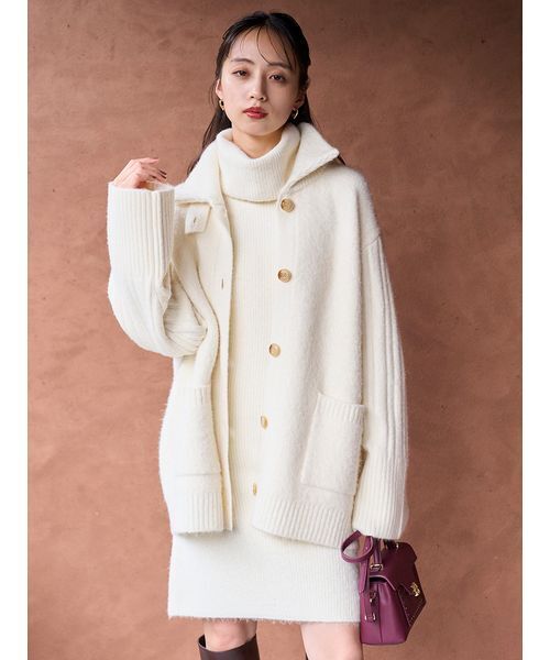 ステンカラーニットジャケットカーディガン（カーディガン/ボレロ