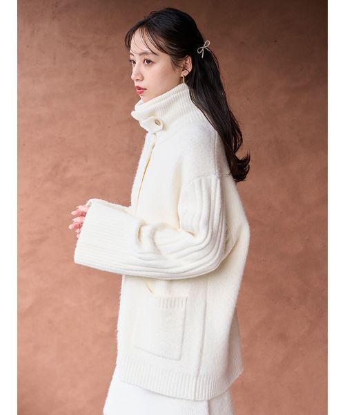 SNIDEL（スナイデル）の「ステンカラーニットジャケットカーディガン（カーディガン/ボレロ・レディース・オフホワイト/グレー/カーキ・F）」の17枚目の写真