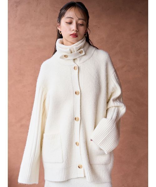 ステンカラーニットジャケットカーディガン（カーディガン/ボレロ