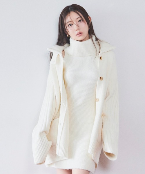 STONE  グレー カーディガン M スナイデルニット ステンカラーニットジャケットカーディガン（カーディガン/ボレロ