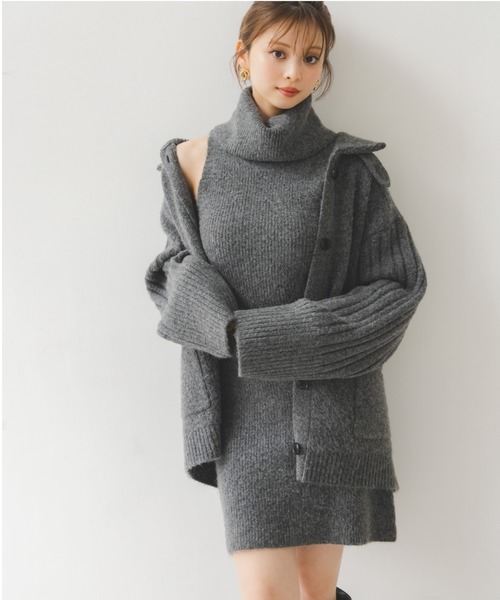 ステンカラーニットジャケットカーディガン（カーディガン/ボレロ