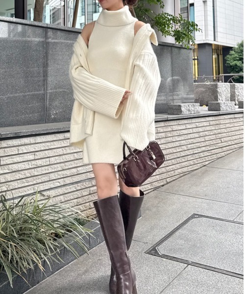 SNIDEL（スナイデル）の「ステンカラーニットジャケットカーディガン（カーディガン/ボレロ・レディース・オフホワイト/グレー/カーキ・F）」の9枚目の写真