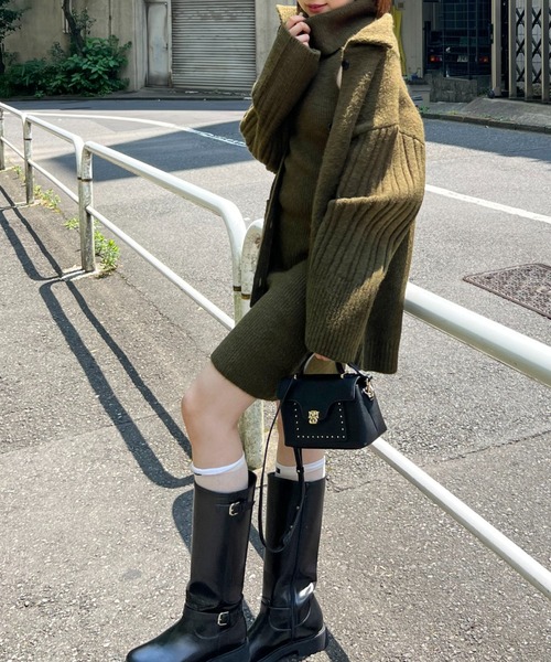 ステンカラーニットジャケットカーディガン（カーディガン/ボレロ