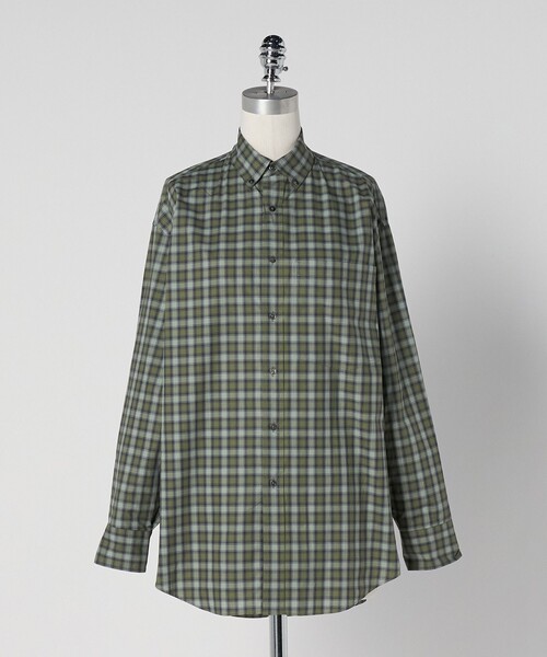 LOEFF（ロエフ）の「＜LOEFF＞チェック ボタンダウン シャツ（シャツ/ブラウス・レディース・オリーブ/パープル・0/1）」の2枚目の写真