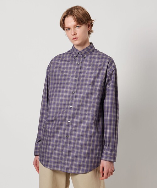 LOEFF（ロエフ）の「＜LOEFF＞チェック ボタンダウン シャツ（シャツ/ブラウス・レディース・オリーブ/パープル・0/1）」の3枚目の写真