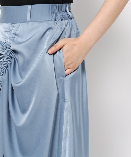 HARE サテンドロストイレヘムスカート　ライトブルー HARE スカート サテンドロストイレヘムスカート(HARE