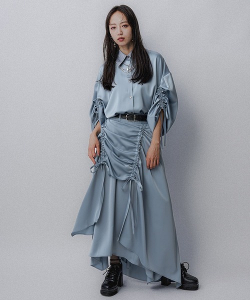 HARE（ハレ）の「サテンドロストイレヘムスカート(HARE)（スカート・レディース・ブラック/ライトブルー・FREE）」の21枚目の写真