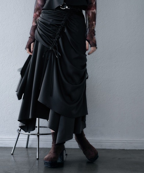 HARE（ハレ）の「サテンドロストイレヘムスカート(HARE)（スカート・レディース・ブラック/ライトブルー・FREE）」の22枚目の写真