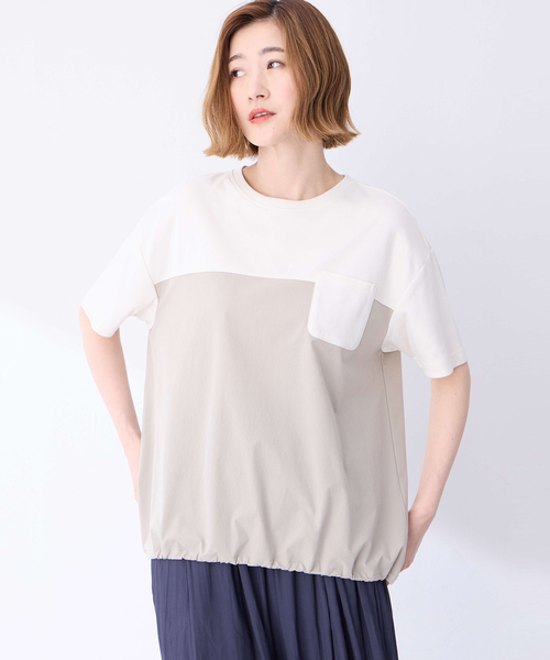 Petit Honfleur（プチオンフルール）の「【冷感】【UVカット】ドッキングポケットプルオーバー（Tシャツ/カットソー・レディース・ブラック/グレー・M/L）」の4枚目の写真