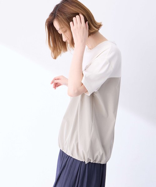 Petit Honfleur（プチオンフルール）の「【冷感】【UVカット】ドッキングポケットプルオーバー（Tシャツ/カットソー・レディース・ブラック/グレー・M/L）」の6枚目の写真