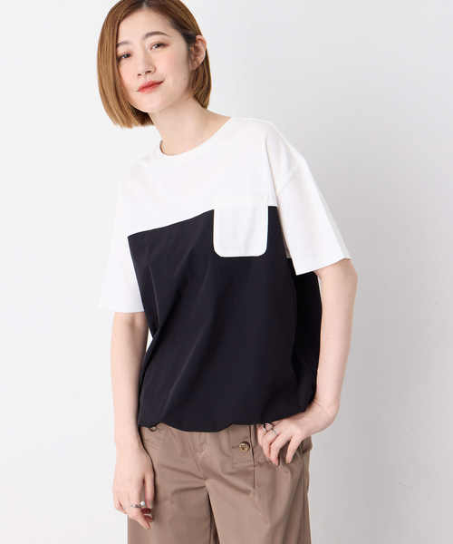 Petit Honfleur（プチオンフルール）の「【冷感】【UVカット】ドッキングポケットプルオーバー（Tシャツ/カットソー・レディース・ブラック/グレー・M/L）」の8枚目の写真