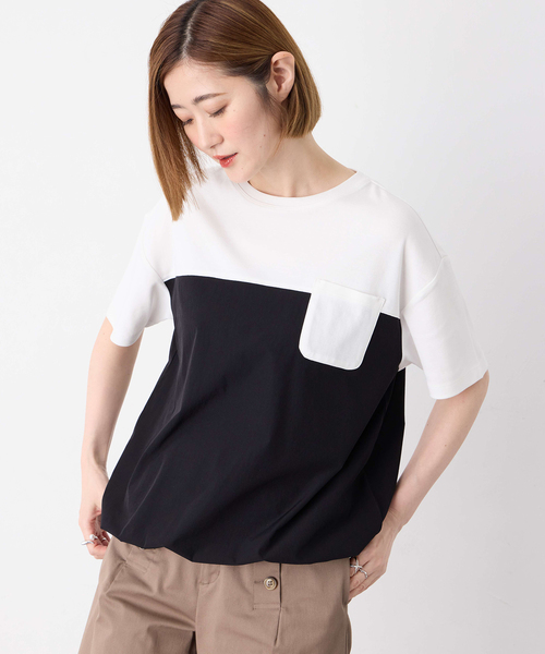 Petit Honfleur（プチオンフルール）の「【冷感】【UVカット】ドッキングポケットプルオーバー（Tシャツ/カットソー・レディース・ブラック/グレー・M/L）」の9枚目の写真