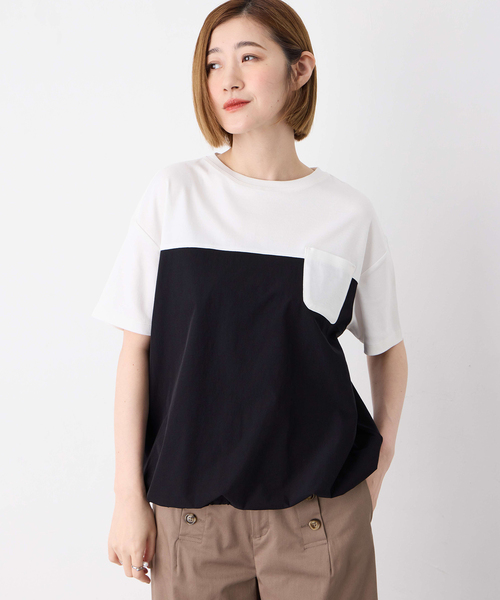 Petit Honfleur（プチオンフルール）の「【冷感】【UVカット】ドッキングポケットプルオーバー（Tシャツ/カットソー・レディース・ブラック/グレー・M/L）」の10枚目の写真