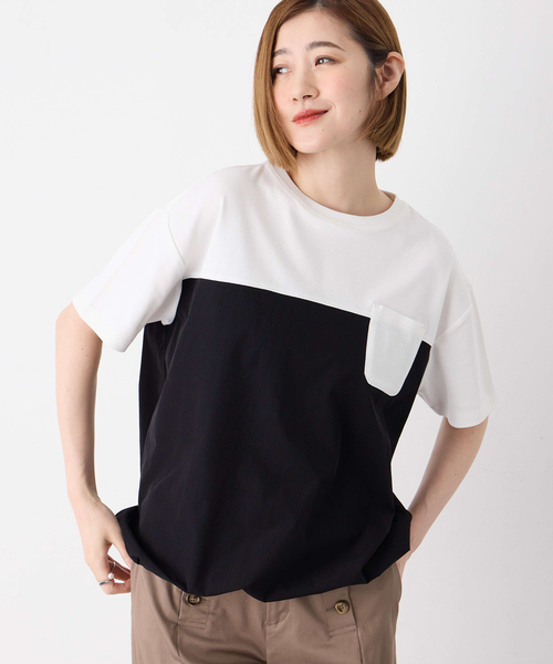 Petit Honfleur（プチオンフルール）の「【冷感】【UVカット】ドッキングポケットプルオーバー（Tシャツ/カットソー・レディース・ブラック/グレー・M/L）」の11枚目の写真