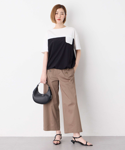 Petit Honfleur（プチオンフルール）の「【冷感】【UVカット】ドッキングポケットプルオーバー（Tシャツ/カットソー・レディース・ブラック/グレー・M/L）」の12枚目の写真