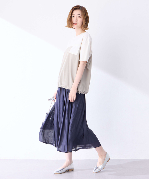 Petit Honfleur（プチオンフルール）の「【冷感】【UVカット】ドッキングポケットプルオーバー（Tシャツ/カットソー・レディース・ブラック/グレー・M/L）」の16枚目の写真