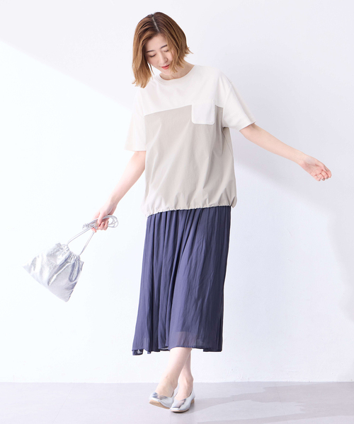 Petit Honfleur（プチオンフルール）の「【冷感】【UVカット】ドッキングポケットプルオーバー（Tシャツ/カットソー・レディース・ブラック/グレー・M/L）」の18枚目の写真