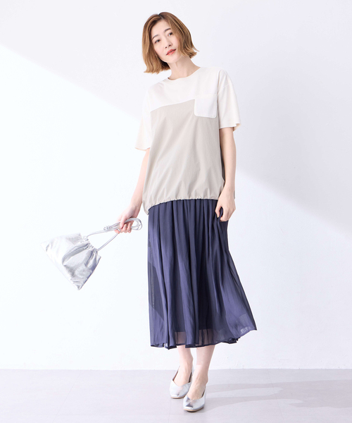 Petit Honfleur（プチオンフルール）の「【冷感】【UVカット】ドッキングポケットプルオーバー（Tシャツ/カットソー・レディース・ブラック/グレー・M/L）」の19枚目の写真