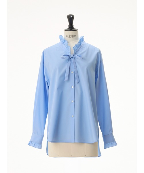 STRAWBERRY-FIELDS（ストロベリーフィールズ）の「シルキーブロード_Vネックフリルボウタイブラウス（シャツ/ブラウス・レディース・オフホワイト/サックスブルー/ブラック・2）」の13枚目の写真