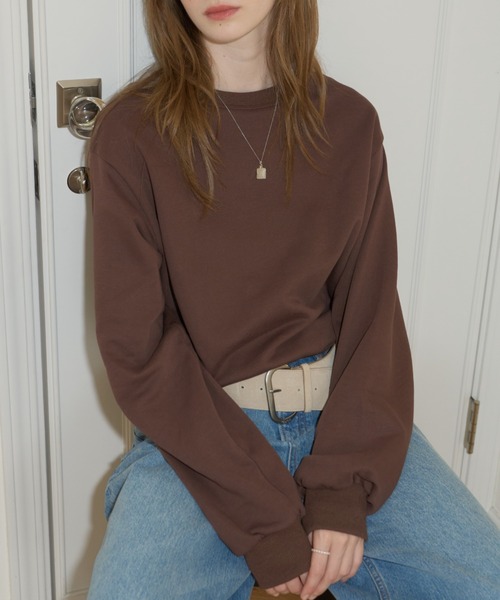 GIUNON（ジウノン）の「embroidery loose sweat tops / エンブロイダリールーズスウェットトップス（スウェット・レディース・ネイビー/ブラウン/グレー・FREE）」の3枚目の写真