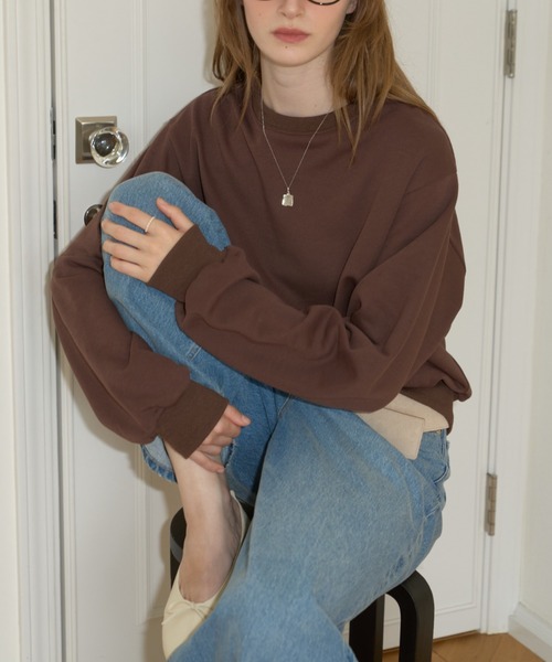 GIUNON（ジウノン）の「embroidery loose sweat tops / エンブロイダリールーズスウェットトップス（スウェット・レディース・ネイビー/ブラウン/グレー・FREE）」の19枚目の写真