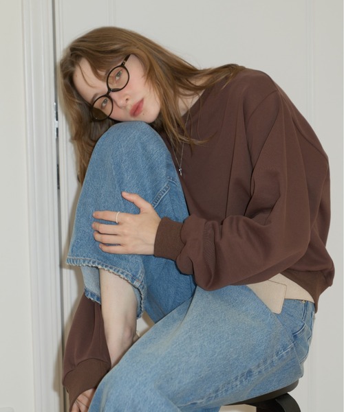 GIUNON（ジウノン）の「embroidery loose sweat tops / エンブロイダリールーズスウェットトップス（スウェット・レディース・ネイビー/ブラウン/グレー・FREE）」の21枚目の写真