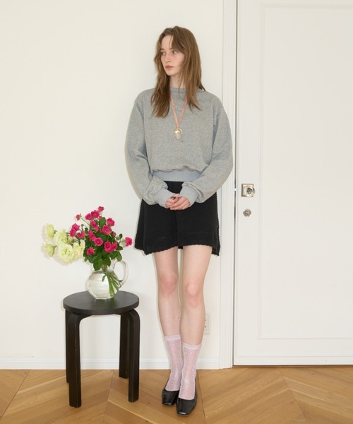 GIUNON（ジウノン）の「embroidery loose sweat tops / エンブロイダリールーズスウェットトップス（スウェット・レディース・ネイビー/ブラウン/グレー・FREE）」の4枚目の写真