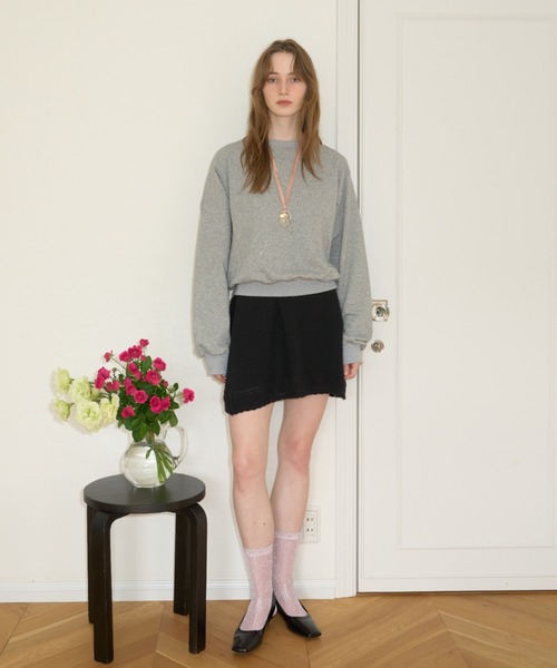 GIUNON（ジウノン）の「embroidery loose sweat tops / エンブロイダリールーズスウェットトップス（スウェット・レディース・ネイビー/ブラウン/グレー・FREE）」の6枚目の写真