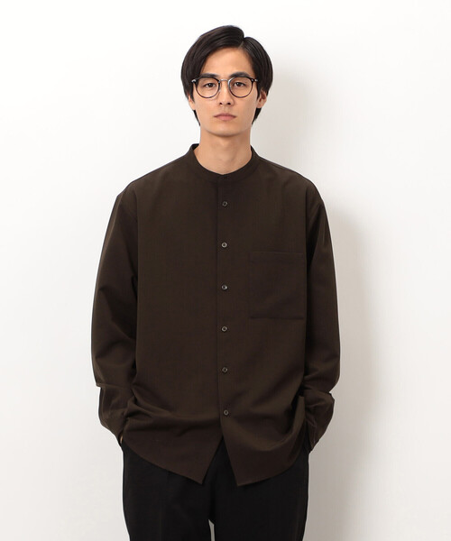 COMME CA ISM（コムサイズム）の「ウールライク バンドカラー 長袖シャツ（シャツ/ブラウス・メンズ・ブラック/グレー/ホワイト/ブラウン/ネイビー・SMALL/MEDIUM/LARGE）」の4枚目の写真