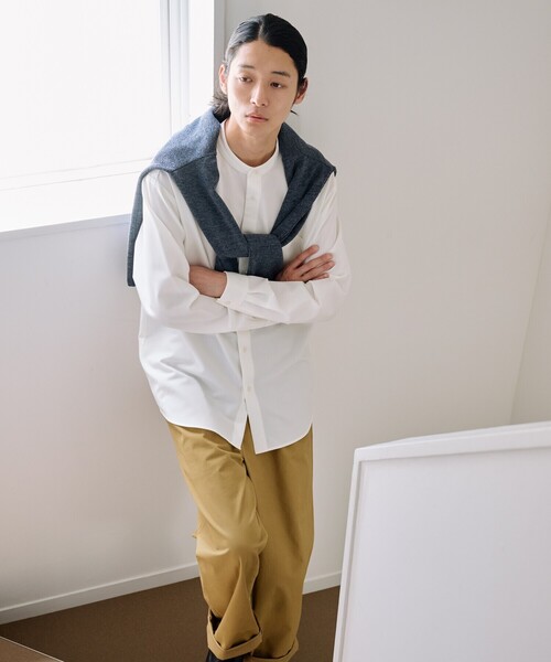 COMME CA ISM（コムサイズム）の「ウールライク バンドカラー 長袖シャツ（シャツ/ブラウス・メンズ・ブラック/グレー/ホワイト/ブラウン/ネイビー・SMALL/MEDIUM/LARGE）」の7枚目の写真