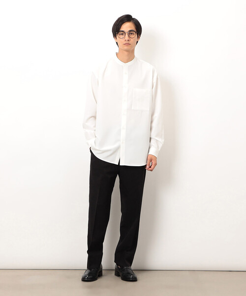 COMME CA ISM（コムサイズム）の「ウールライク バンドカラー 長袖シャツ（シャツ/ブラウス・メンズ・ブラック/グレー/ホワイト/ブラウン/ネイビー・SMALL/MEDIUM/LARGE）」の8枚目の写真
