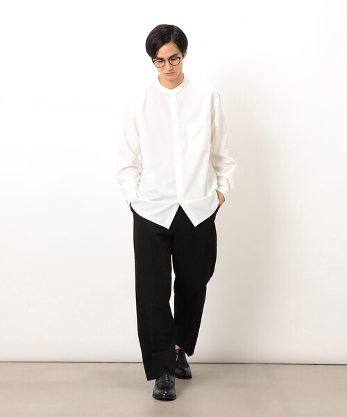 COMME CA ISM（コムサイズム）の「ウールライク バンドカラー 長袖シャツ（シャツ/ブラウス・メンズ・ブラック/グレー/ホワイト/ブラウン/ネイビー・SMALL/MEDIUM/LARGE）」の9枚目の写真
