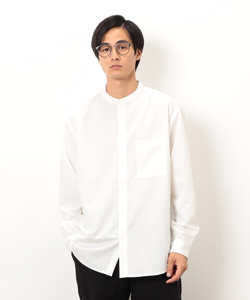 COMME CA ISM（コムサイズム）の「ウールライク バンドカラー 長袖シャツ（シャツ/ブラウス・メンズ・ブラック/グレー/ホワイト/ブラウン/ネイビー・SMALL/MEDIUM/LARGE）」の11枚目の写真