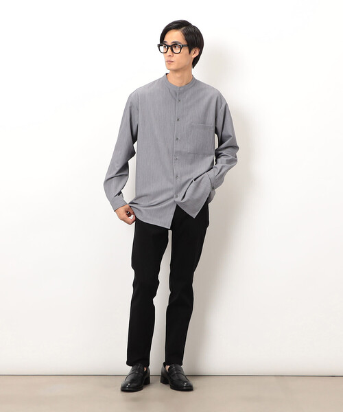 COMME CA ISM（コムサイズム）の「ウールライク バンドカラー 長袖シャツ（シャツ/ブラウス・メンズ・ブラック/グレー/ホワイト/ブラウン/ネイビー・SMALL/MEDIUM/LARGE）」の12枚目の写真