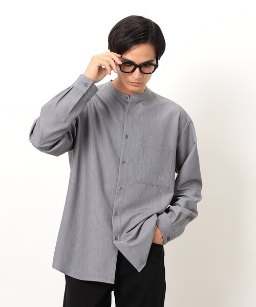 COMME CA ISM（コムサイズム）の「ウールライク バンドカラー 長袖シャツ（シャツ/ブラウス・メンズ・ブラック/グレー/ホワイト/ブラウン/ネイビー・SMALL/MEDIUM/LARGE）」の13枚目の写真