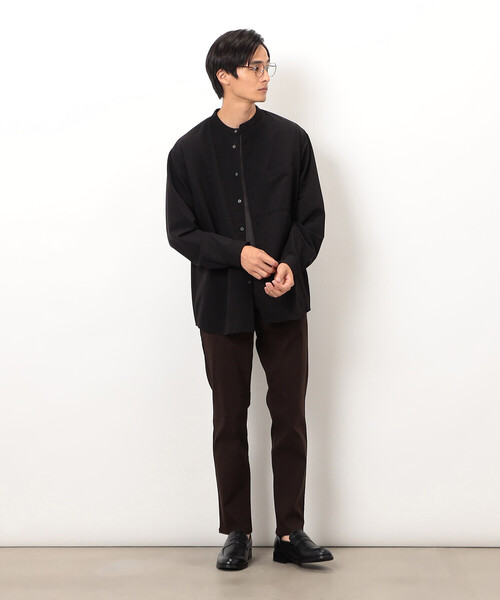 COMME CA ISM（コムサイズム）の「ウールライク バンドカラー 長袖シャツ（シャツ/ブラウス・メンズ・ブラック/グレー/ホワイト/ブラウン/ネイビー・SMALL/MEDIUM/LARGE）」の14枚目の写真