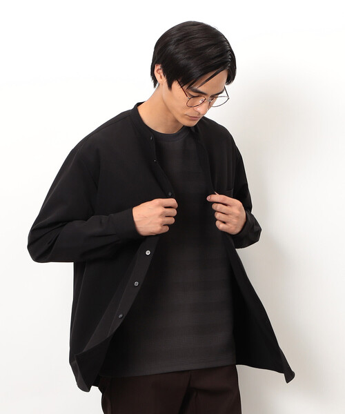 COMME CA ISM（コムサイズム）の「ウールライク バンドカラー 長袖シャツ（シャツ/ブラウス・メンズ・ブラック/グレー/ホワイト/ブラウン/ネイビー・SMALL/MEDIUM/LARGE）」の18枚目の写真