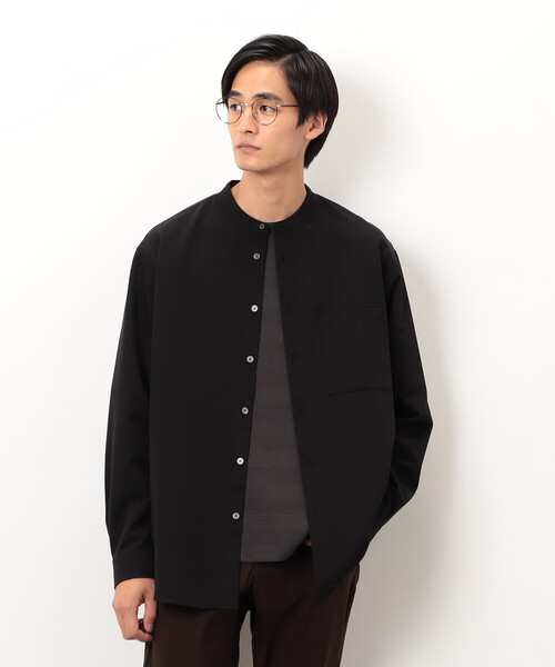COMME CA ISM（コムサイズム）の「ウールライク バンドカラー 長袖シャツ（シャツ/ブラウス・メンズ・ブラック/グレー/ホワイト/ブラウン/ネイビー・SMALL/MEDIUM/LARGE）」の6枚目の写真
