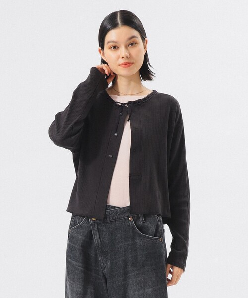 BEAMS BOY(ビームスボーイ)の「【2/5再値下げ】ヘンリーネック レース カーディガン(カーディガン/ボレロ・レディース・チャコールグレー/サックスブルー/ホワイト系その他7・ONE SIZE)」の3枚目の写真
