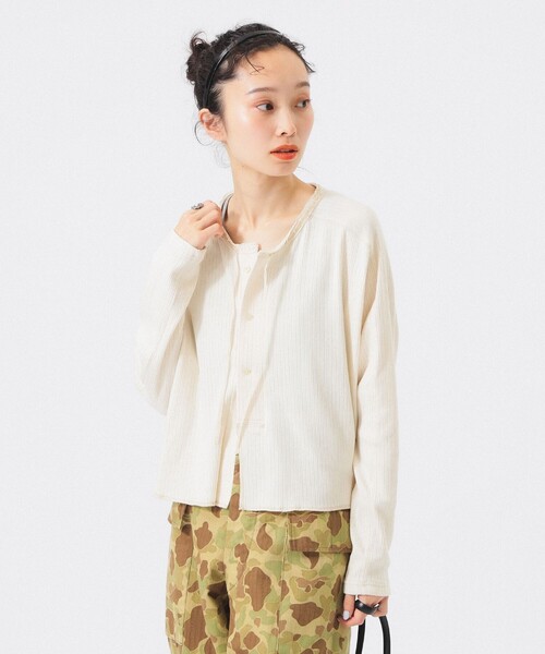 BEAMS BOY(ビームスボーイ)の「【2/5再値下げ】ヘンリーネック レース カーディガン(カーディガン/ボレロ・レディース・チャコールグレー/サックスブルー/ホワイト系その他7・ONE SIZE)」の5枚目の写真