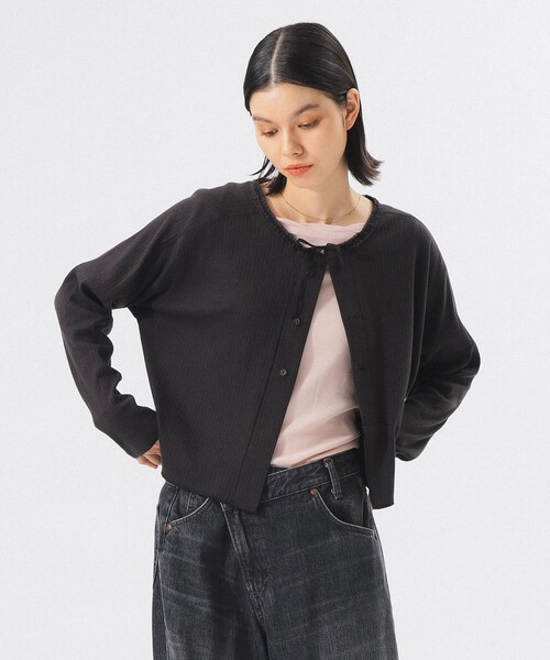 BEAMS BOY(ビームスボーイ)の「【2/5再値下げ】ヘンリーネック レース カーディガン(カーディガン/ボレロ・レディース・チャコールグレー/サックスブルー/ホワイト系その他7・ONE SIZE)」の10枚目の写真