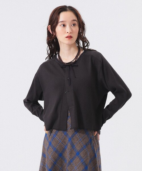 BEAMS BOY(ビームスボーイ)の「【2/5再値下げ】ヘンリーネック レース カーディガン(カーディガン/ボレロ・レディース・チャコールグレー/サックスブルー/ホワイト系その他7・ONE SIZE)」の13枚目の写真