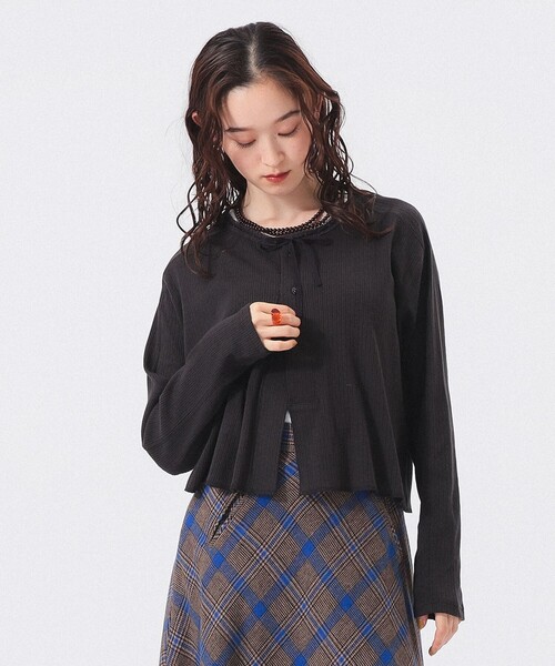 BEAMS BOY(ビームスボーイ)の「【2/5再値下げ】ヘンリーネック レース カーディガン(カーディガン/ボレロ・レディース・チャコールグレー/サックスブルー/ホワイト系その他7・ONE SIZE)」の14枚目の写真