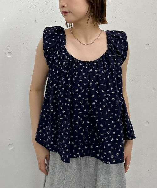 archives（アルシーヴ）の「バルーンノースリ花柄ブラウス（シャツ/ブラウス・レディース・ブルー/アイボリー/ネイビー・MEDIUM）」の20枚目の写真