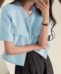 ツイードジャケット」に該当するブルー・ネイビー/青色系の