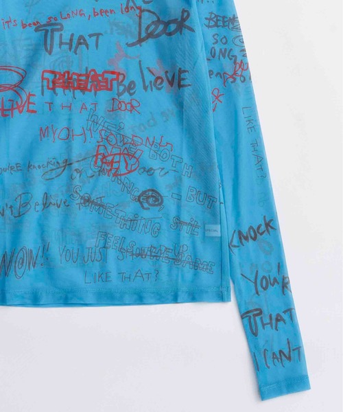 MAISON SPECIAL(メゾンスペシャル)の「Hand Writing Mesh Tops/ハンドライティングメッシュトップス(Tシャツ/カットソー・レディース・ブルー/ベージュ/チャコールグレー/ホワイト・FREE)」の19枚目の写真