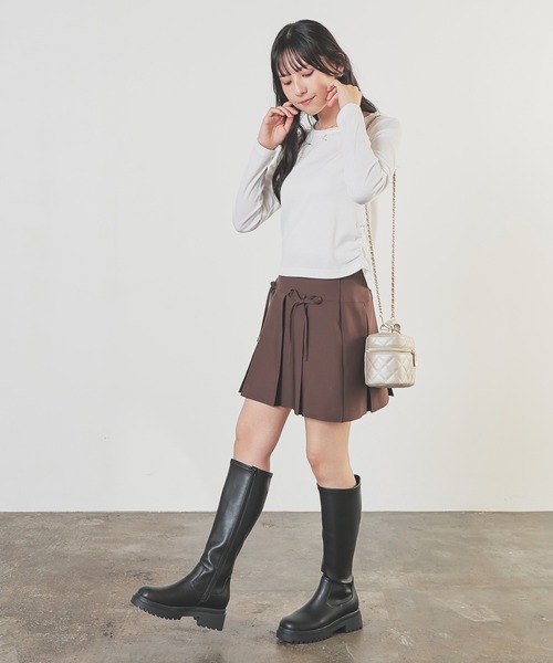 Honeys（ハニーズ）の「レース付トップス（Tシャツ/カットソー・レディース・ブラウン/ピンク/ホワイト/ヘザーチャコール・L/S/M）」の5枚目の写真
