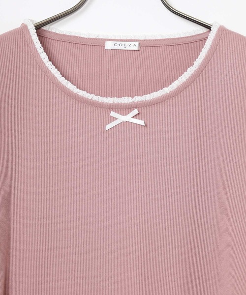 Honeys（ハニーズ）の「レース付トップス（Tシャツ/カットソー・レディース・ブラウン/ピンク/ホワイト/ヘザーチャコール・L/S/M）」の21枚目の写真