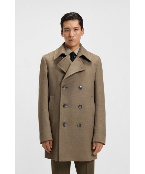 スリムフィット ピーコート ウール/カシミア（ピーコート）｜BOSS