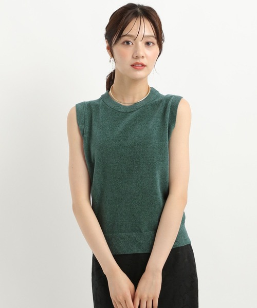 Andemiu（アンデミュウ）の「モールニットノースリーブ578239（ニット/セーター・レディース・チャコールグレー/アイボリー/グリーン・FREE）」の5枚目の写真